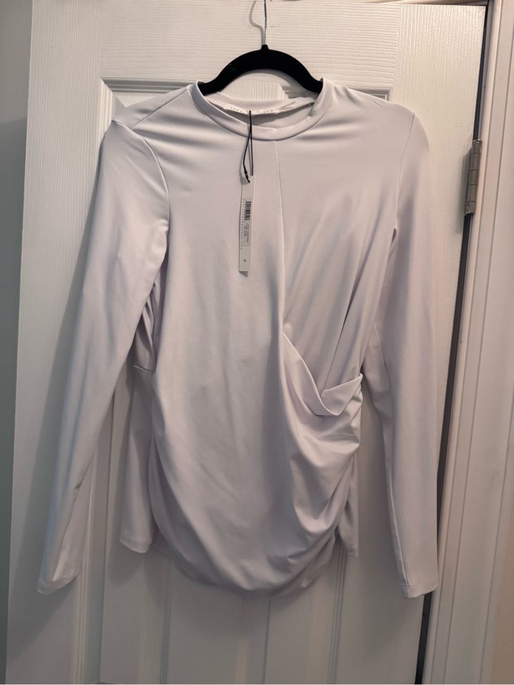 Susana Monaco White Long-Sleeve Draped Side Top